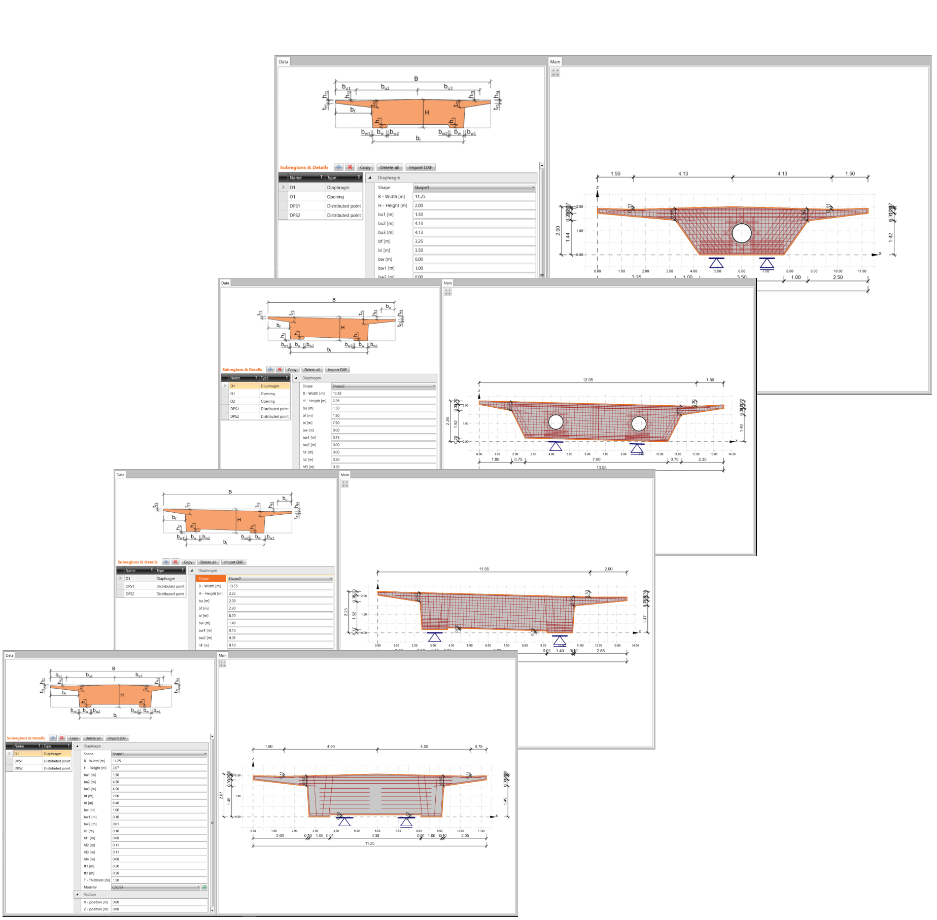 Parametric templates of bridge diaphragms IDEA StatiCa